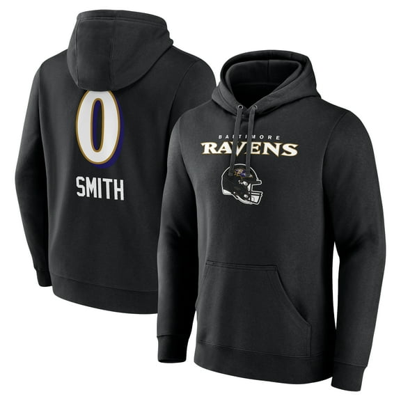 Men's Roquan Smith Black Baltimore Ravens Team Wordmark Player Name & Number Pullover Hoodie