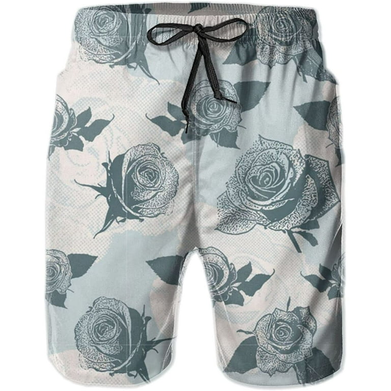 Men s Rose Flower Swim Trunks Quick Dry Swim Shorts Casual Beach Board Shorts Swimwear S 3XL Walmart