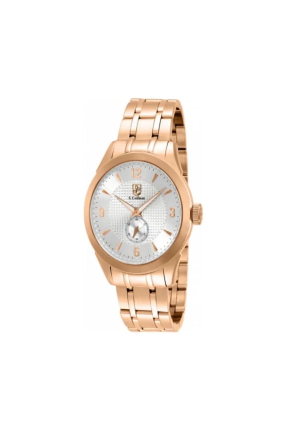 Men's Rose Gold-Tone Steel Bracelet & Case Quartz Silver-Tone Dial Analog Watch SC0119