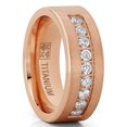 thumbnail image 1 of Men's Rose Goldtone Titanium Wedding Band Ring Cubic Zirconia 8mm, 1 of 5