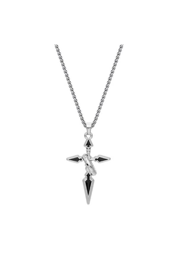 Men's Rotatable Cross Pendant Necklace, Stainless Steel Hip Hop Arrow Cross Chain