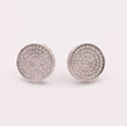 thumbnail image 1 of Men's Round CZ Stud Earrings Sterling Silver 925 Screw Back 14mm Unisex White, 1 of 2
