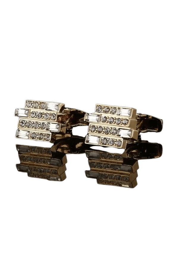 Men's Round Cut Lab-Created Diamond Crystal Cufflinks  14K Yellow Gold Plated, High-Quality Square Fashion Design