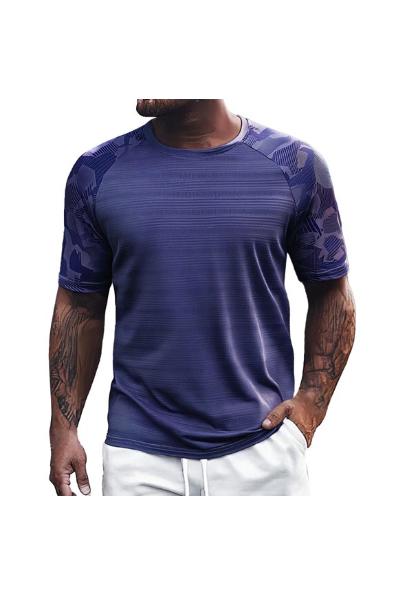 Men's Round Neck Ice Silk Short Sleeve Quick Drying T Shirt Large Size, Fashion Leisure, Outdoor Sports
