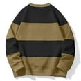 thumbnail image 1 of Men's Round Neck Pullover Sweatshirt Strip Oversized Long Sleeve Tops with Pockets Fall Casual Loose Shirt for Men (Khaki XL), 1 of 6