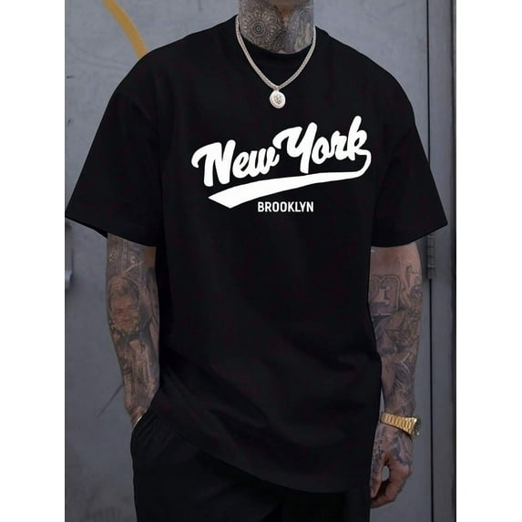 Men's Round Neck Short Sleeve Fashion Letter Print Casual T-Shirt  | Two colors  S-5XL SIZE