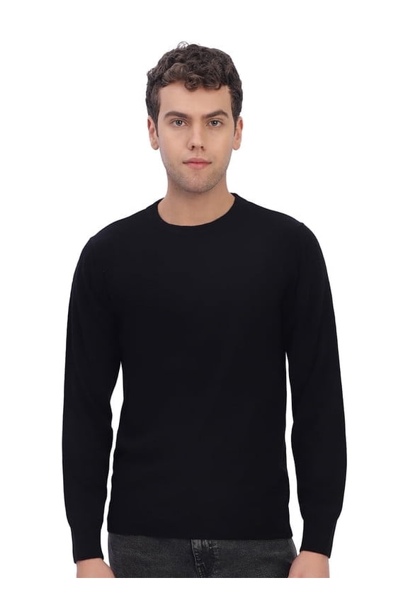 Casual Men’s Round Neck Sweater – Black | M