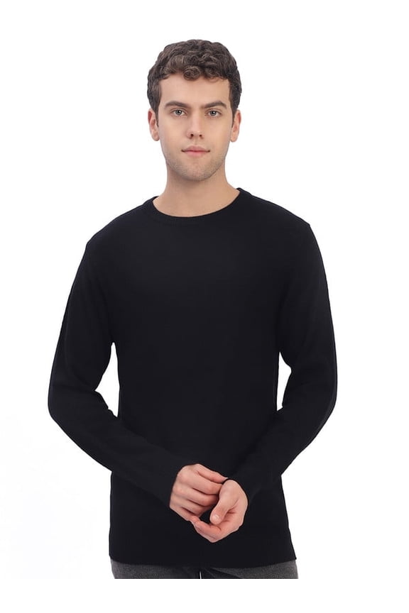 Casual Men’s Round Neck Sweater – Black | XXL