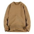thumbnail image 1 of Men's Round Neck Sweater Solid Color Thickened Warm Sweatshirts Lightweight Knitted Pullover Casual Sweaters Khaki XXXL, 1 of 8