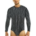 thumbnail image 1 of Men's Round Neck Tie Dye Long Sleeve One-Piece Bottom Top Shirts Leotard Jumpsuit Underwear, 1 of 6
