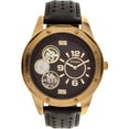thumbnail image 1 of Men's Round Polished Gold Case Semi-Automatic Watch, Genuine Brown Leather Strap, 1 of 1