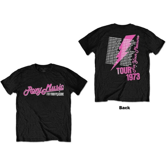Men's Roxy Music For Your Pleasure Tour (Back Print) Slim Fit T-shirt Medium Black