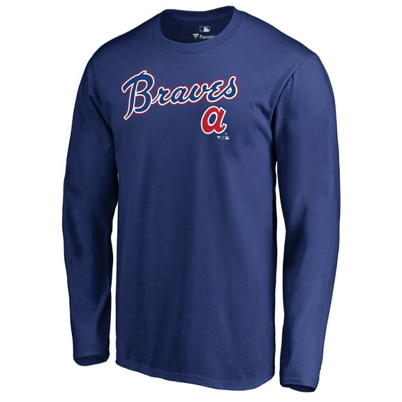 Men's Royal Atlanta Braves Cooperstown Collection Wahconah Long Sleeve T-Shirt