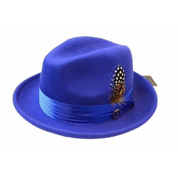 Men's Royal Blue Fedora 100% Wool By Bruno Capelo Crushable UN-108