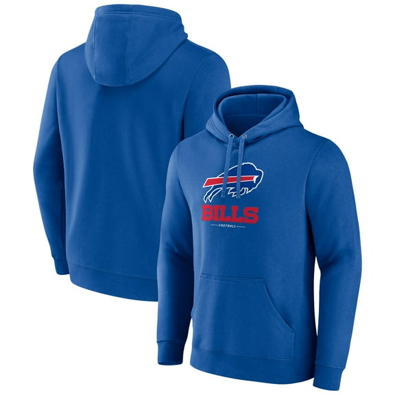 Men's Royal Buffalo Bills Logo Team Lockup Fitted Pullover Hoodie