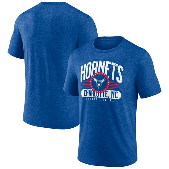 Men's Royal Charlotte Hornets Badge of Honor Tri-Blend T-Shirt