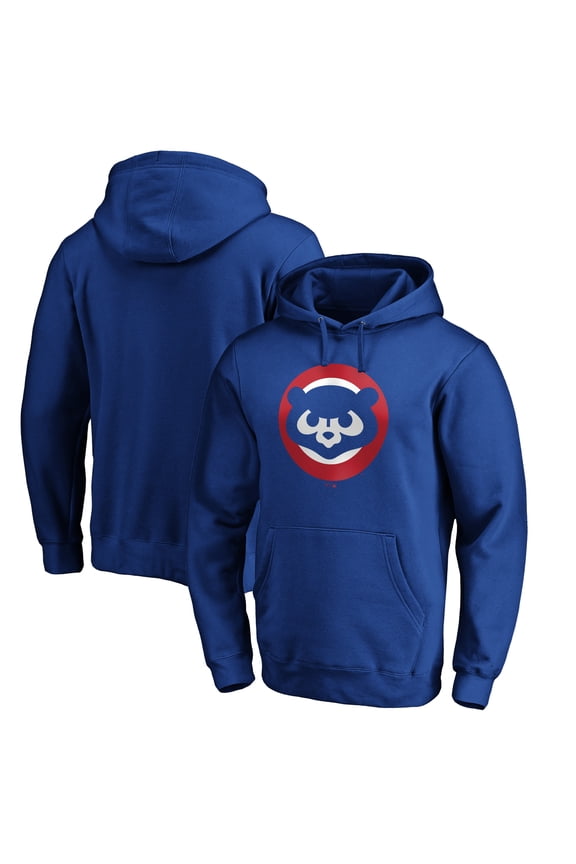 Men's Royal Chicago Cubs Cooperstown Collection Huntington Logo Fitted Pullover Hoodie
