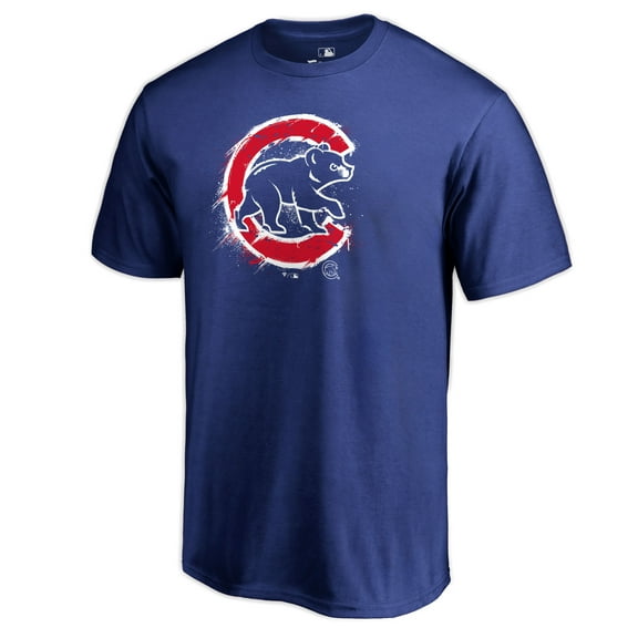 Men's Royal Chicago Cubs Splatter Logo T-Shirt