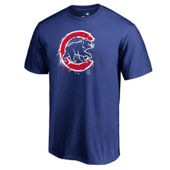 Men's Royal Chicago Cubs Splatter Logo T-Shirt