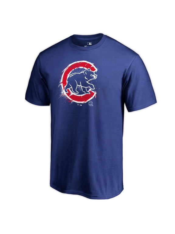 Men's Royal Chicago Cubs Splatter Logo T-Shirt