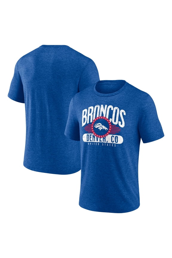 Men's Royal Denver Broncos Badge of Honor Tri-Blend T-Shirt