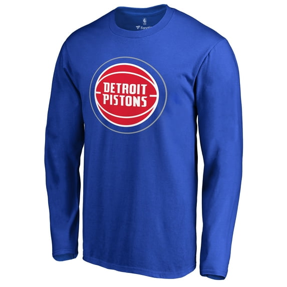 Men's Royal Detroit Pistons Primary Logo 2 Long Sleeve T-Shirt