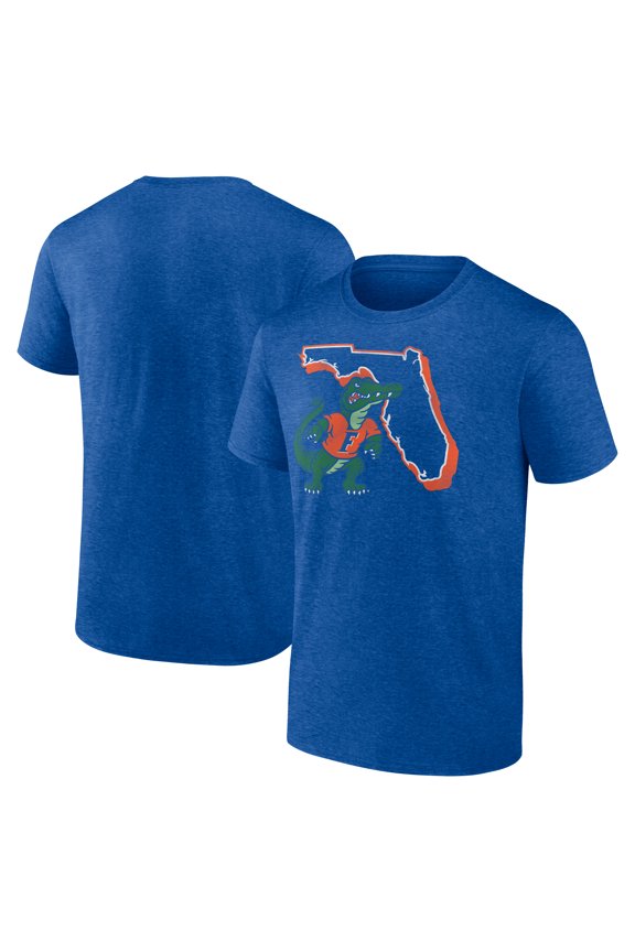 Men's Royal Florida Gators Inlay State Fade Tri-Blend T-Shirt