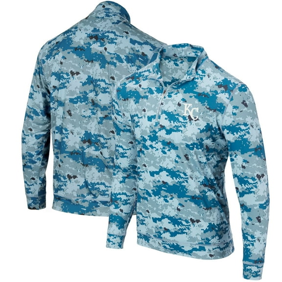 Men's Royal Kansas City Royals Digital Camo Performance Quarter-Zip Pullover Jacket