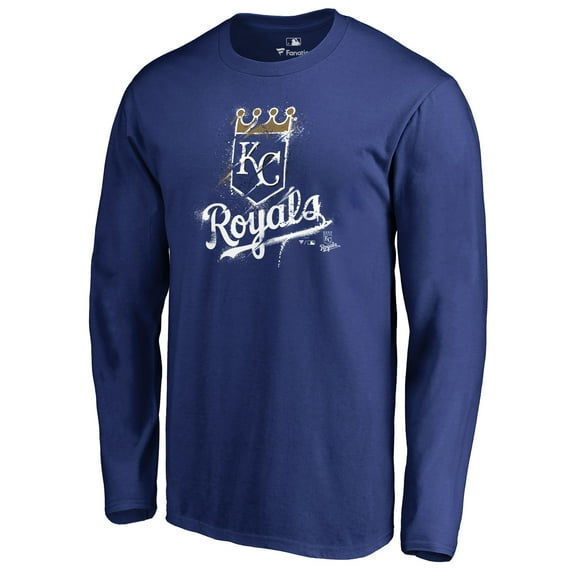 Men's Royal Kansas City Royals Splatter Logo Long Sleeve T-Shirt