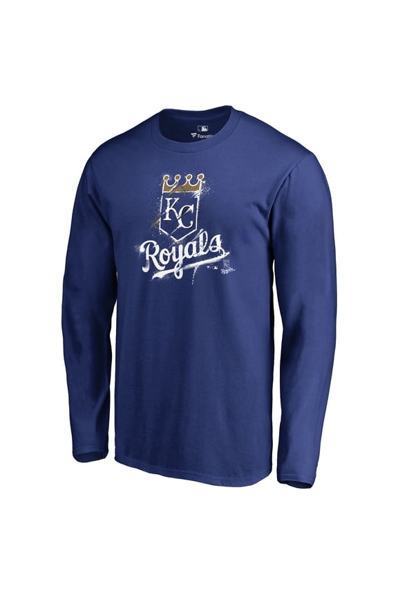 Men's Royal Kansas City Royals Splatter Logo Long Sleeve T-Shirt