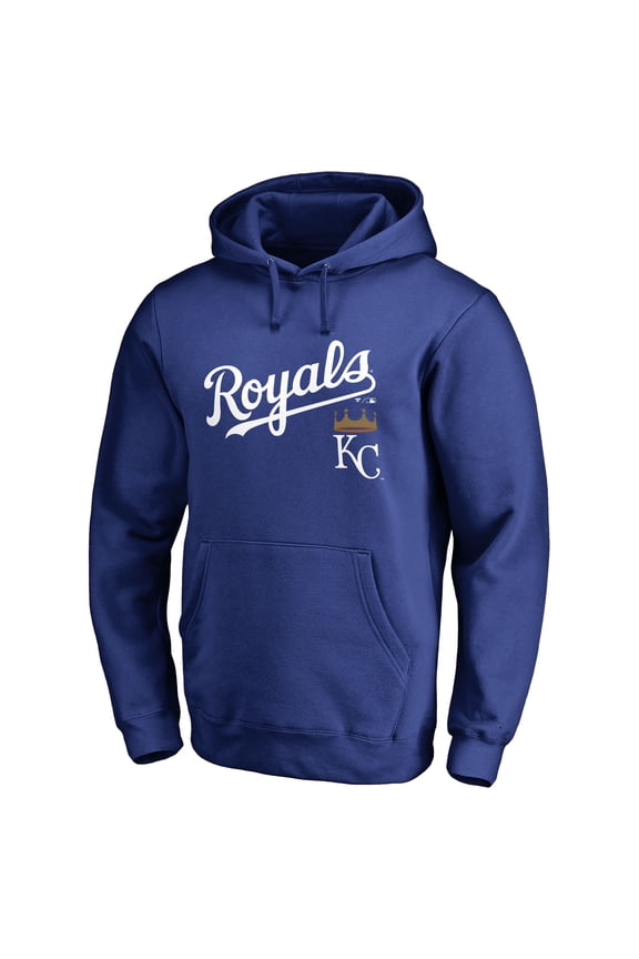 Men's Royal Kansas City Royals Team Lockup Fitted Pullover Hoodie