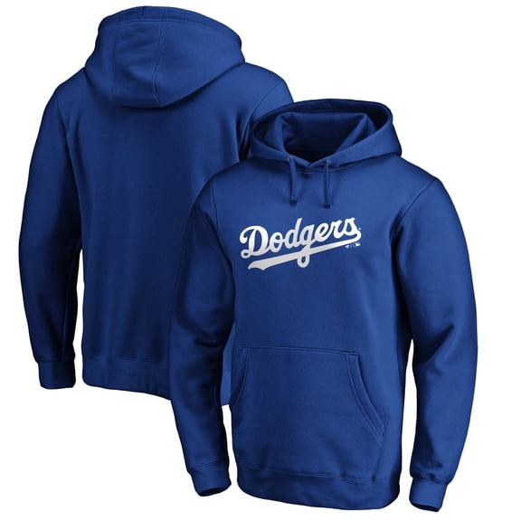 Men's Royal Los Angeles Dodgers Official Wordmark Fitted Pullover Hoodie