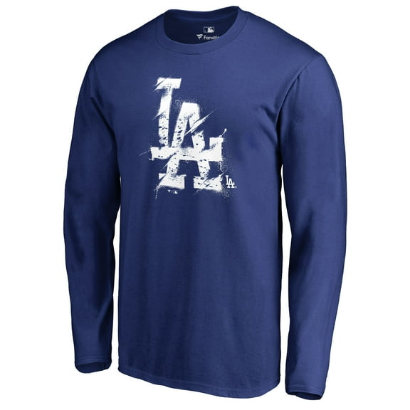Men's Royal Los Angeles Dodgers Splatter Logo Long Sleeve T-Shirt