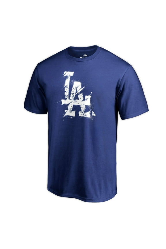 Men's Royal Los Angeles Dodgers Splatter Logo T-Shirt