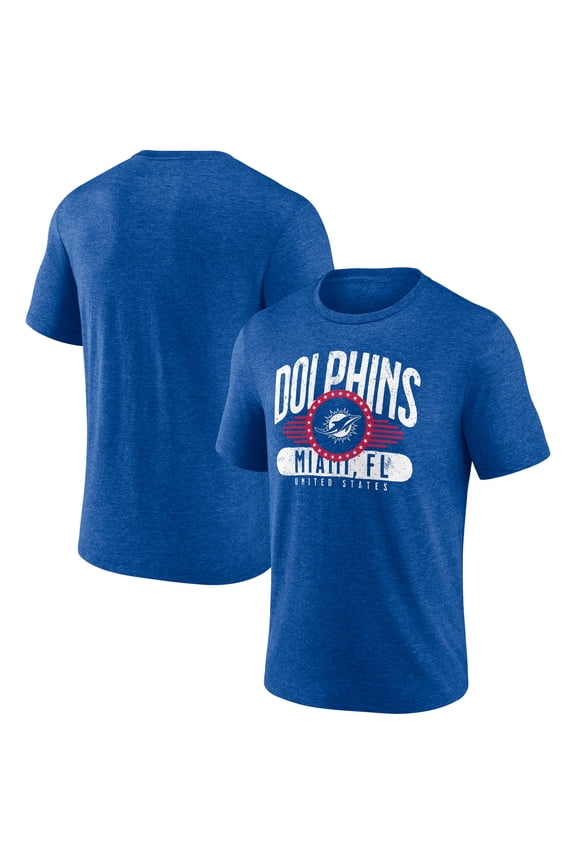 Men's Royal Miami Dolphins Badge of Honor Tri-Blend T-Shirt