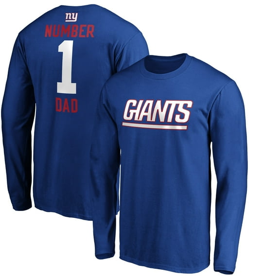 Men's Royal New York Giants #1 Dad Long Sleeve Team Logo T-Shirt
