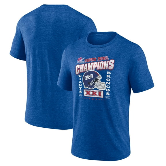 Men's Royal New York Giants Hometown Old-Fashioned Super Bowl XXI Champions Tri-Blend T-Shirt