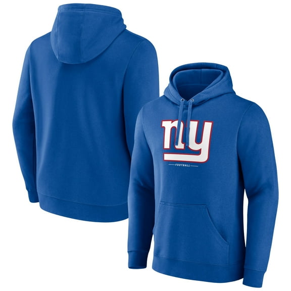 Men's Royal New York Giants Logo Team Lockup Fitted Pullover Hoodie