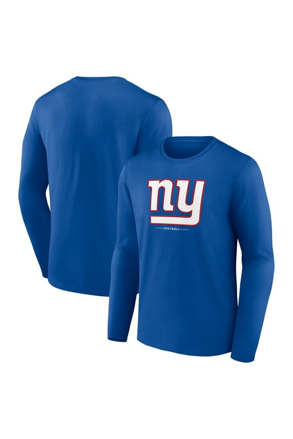 Men's Royal New York Giants Logo Team Lockup Long Sleeve T-Shirt