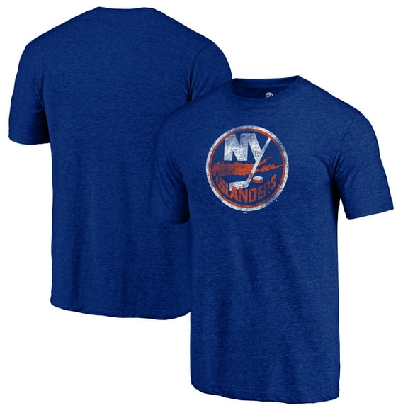 Men's Royal New York Islanders Distressed Logo Tri-Blend T-Shirt