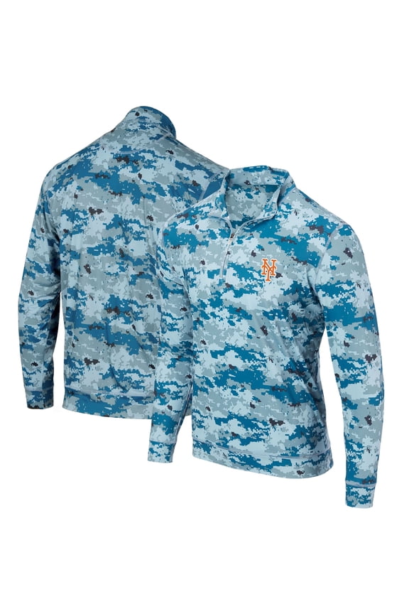 Men's Royal New York Mets Digital Camo Performance Quarter-Zip Pullover Jacket