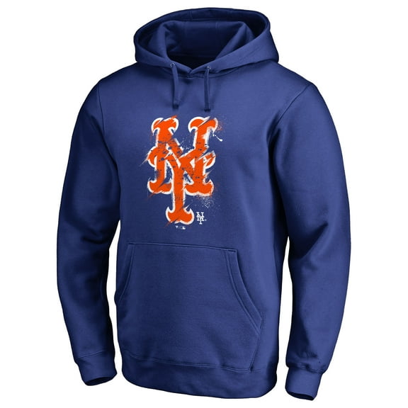 Men's Royal New York Mets Splatter Logo Pullover Hoodie