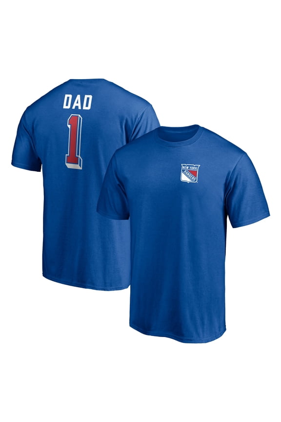 Men's Royal New York Rangers Number One Dad Logo T-Shirt