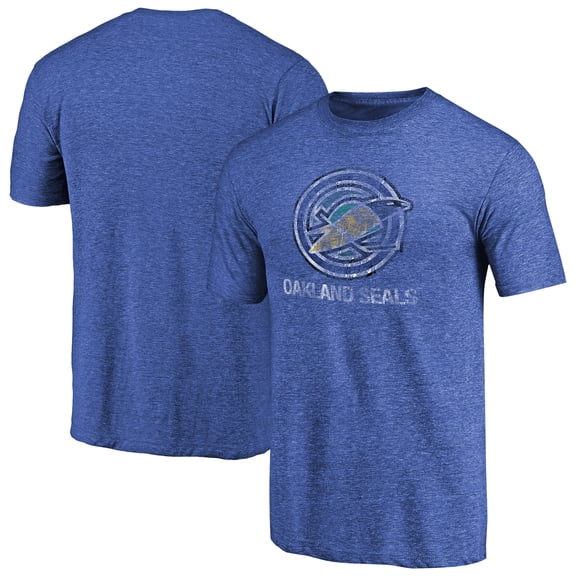 Men's Royal Oakland Seals Throwback Vintage Logo Tri-Blend T-Shirt