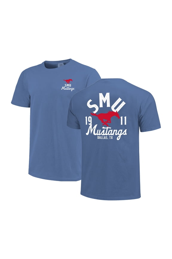 Men's Royal SMU Mustangs Comfort Colors Mascot Overlay T-Shirt
