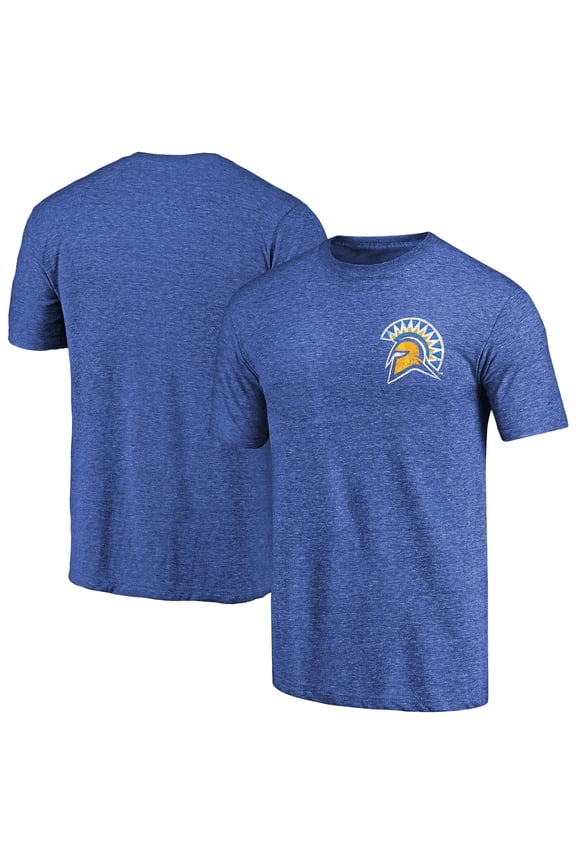 Men's Royal San Jose State Spartans Left Chest Distressed Logo Tri-Blend T-Shirt