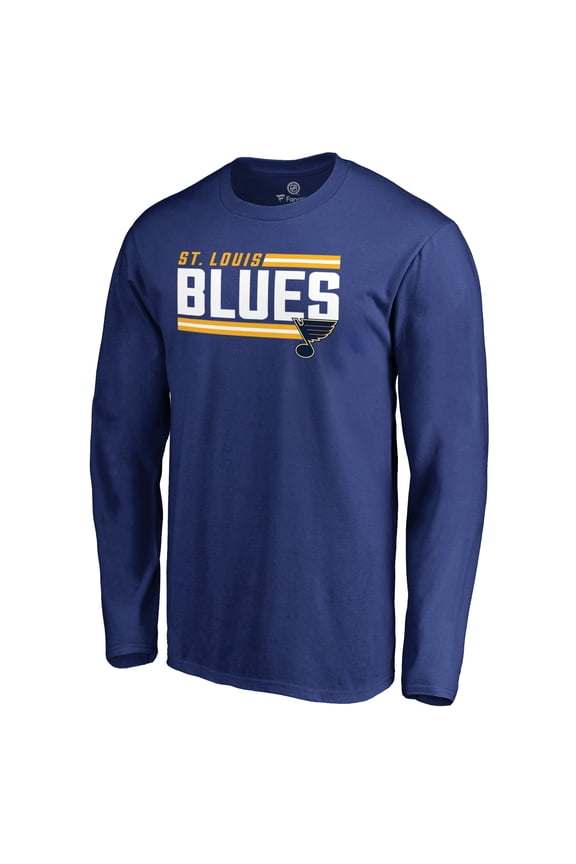 Men's Royal St. Louis Blues Iconic Collection On Side Stripe Long Sleeve T-Shirt