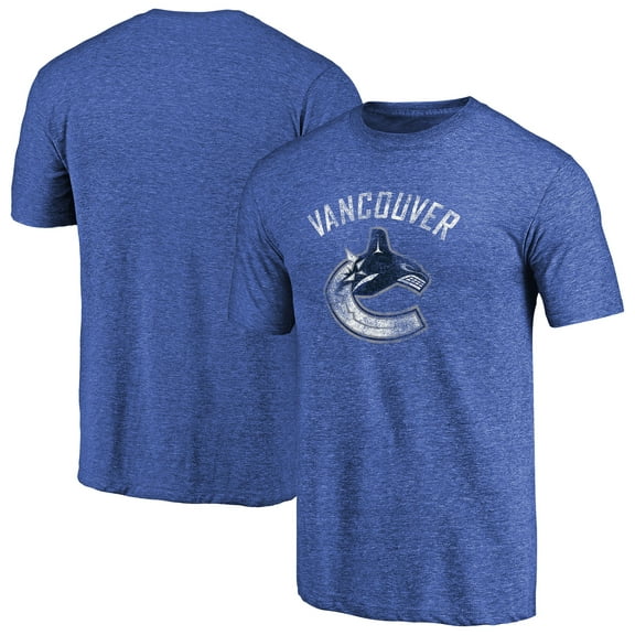 Men's Royal Vancouver Canucks Distressed Team Primary Logo Tri-Blend T-Shirt