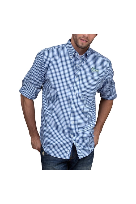 Men's Royal/White Drake Bulldogs NCAA Gingham Button-Down Check Shirt