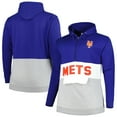 thumbnail image 1 of Men's Royal/White New York Mets Big & Tall Fleece Half-Zip Hoodie, 1 of 3